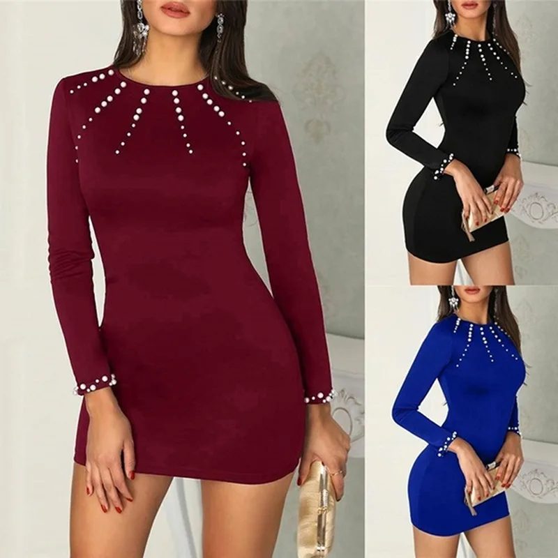 2020 Women's Long Sleeve Black Blue Solid O-Neck Bodycon Sexy Slim Dresses for Autumn Large Size
2020 Women's Long Sleeve Black Blue Solid O-Neck Bodycon Sexy Slim Dresses for Autumn Large Size