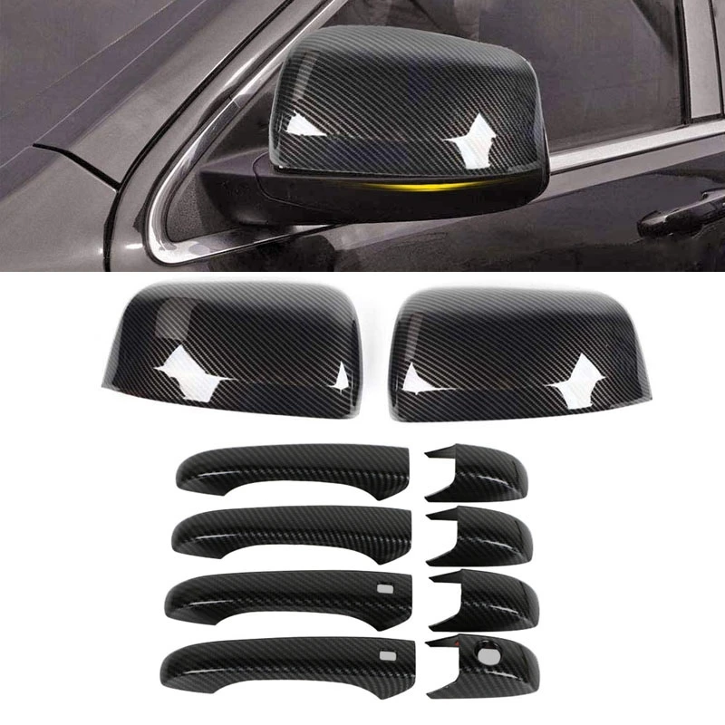 Carbon Fiber Side Rear View Mirror Cover Trim + Door Handle Cover Trim for 2011-2020 Jeep Grand Cherokee Dodge Durango 
Carbon Fiber Side Rear View Mirror Cover Trim + Door Handle Cover Trim for 2011-2020 Jeep Grand Cherokee Dodge Durango
