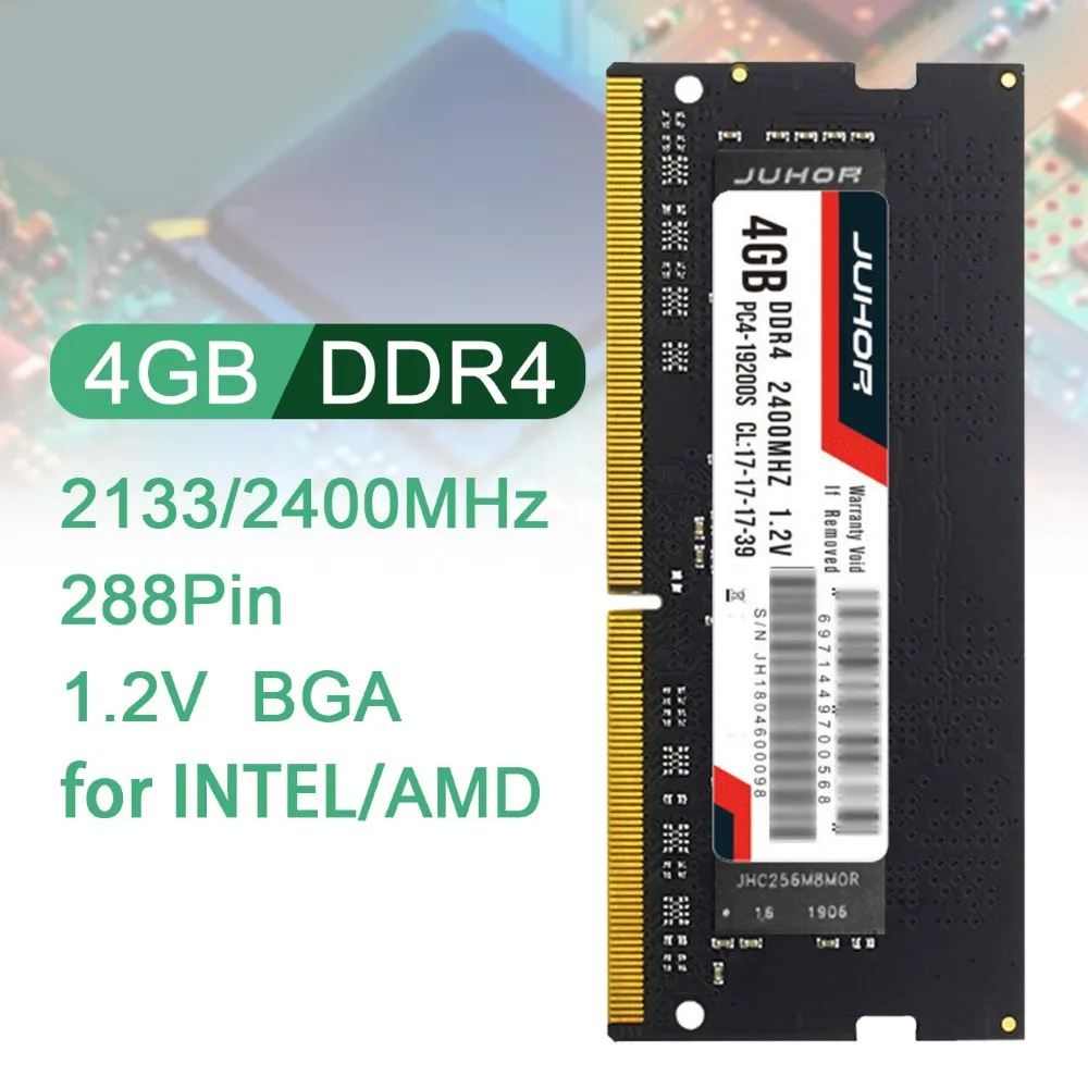 JUHOR 4G Memory DDR4 2133MHz/2400MHz 288Pin 1.2V Computer RAM High Speed Read/Write Noiseless Laptop Memory for AMD/INTEL
JUHOR 4G Memory DDR4 2133MHz/2400MHz 288Pin 1.2V Computer RAM High Speed Read/Write Noiseless Laptop Memory for AMD/INTEL