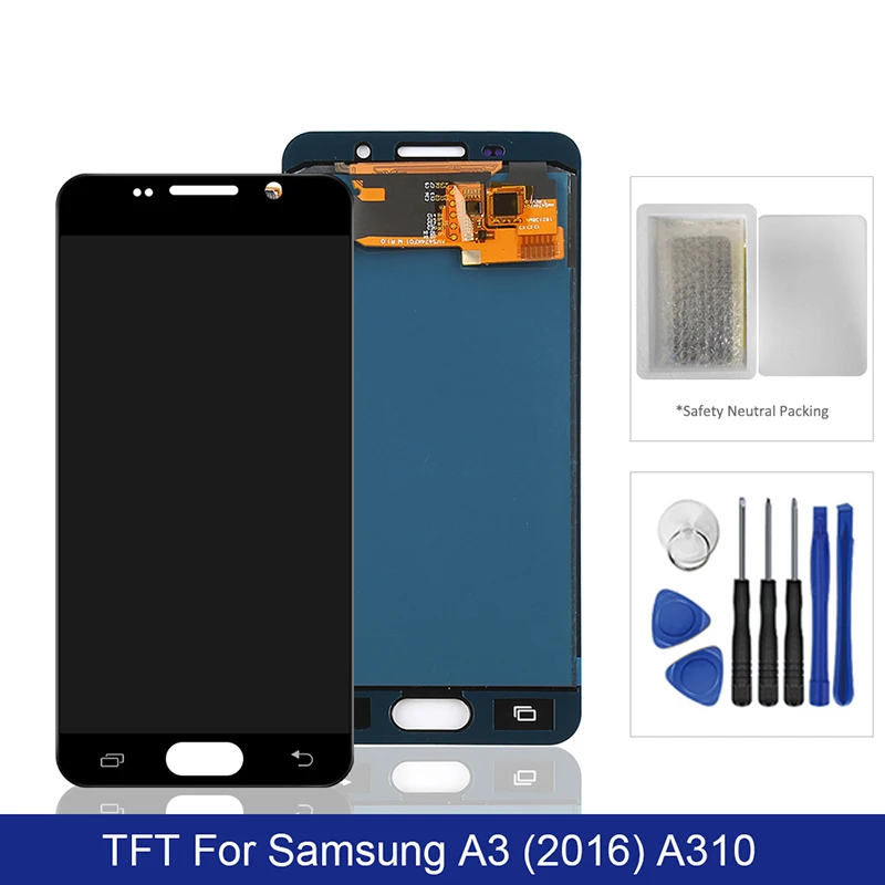 ЖК-дисплей для Samsung Galaxy A3 2016, сенсорный экран, дигитайзер в сборе, TFT на SM A310F A310H A 3 2016 310H SM-A310H 100%
ЖК-дисплей для Samsung Galaxy A3 2016, сенсорный экран, дигитайзер в сборе, TFT на SM A310F A310H A 3 2016 310H SM-A310H 100%