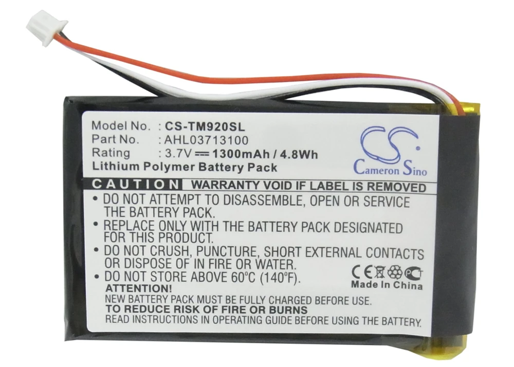 Cameron Sino 1300mAh Battery for TomTom 340S LIVE XL, Go 920, 920T, XL330, One XL 340 , AHL03713100
Cameron Sino 1300mAh Battery for TomTom 340S LIVE XL, Go 920, 920T, XL330, One XL 340 , AHL03713100