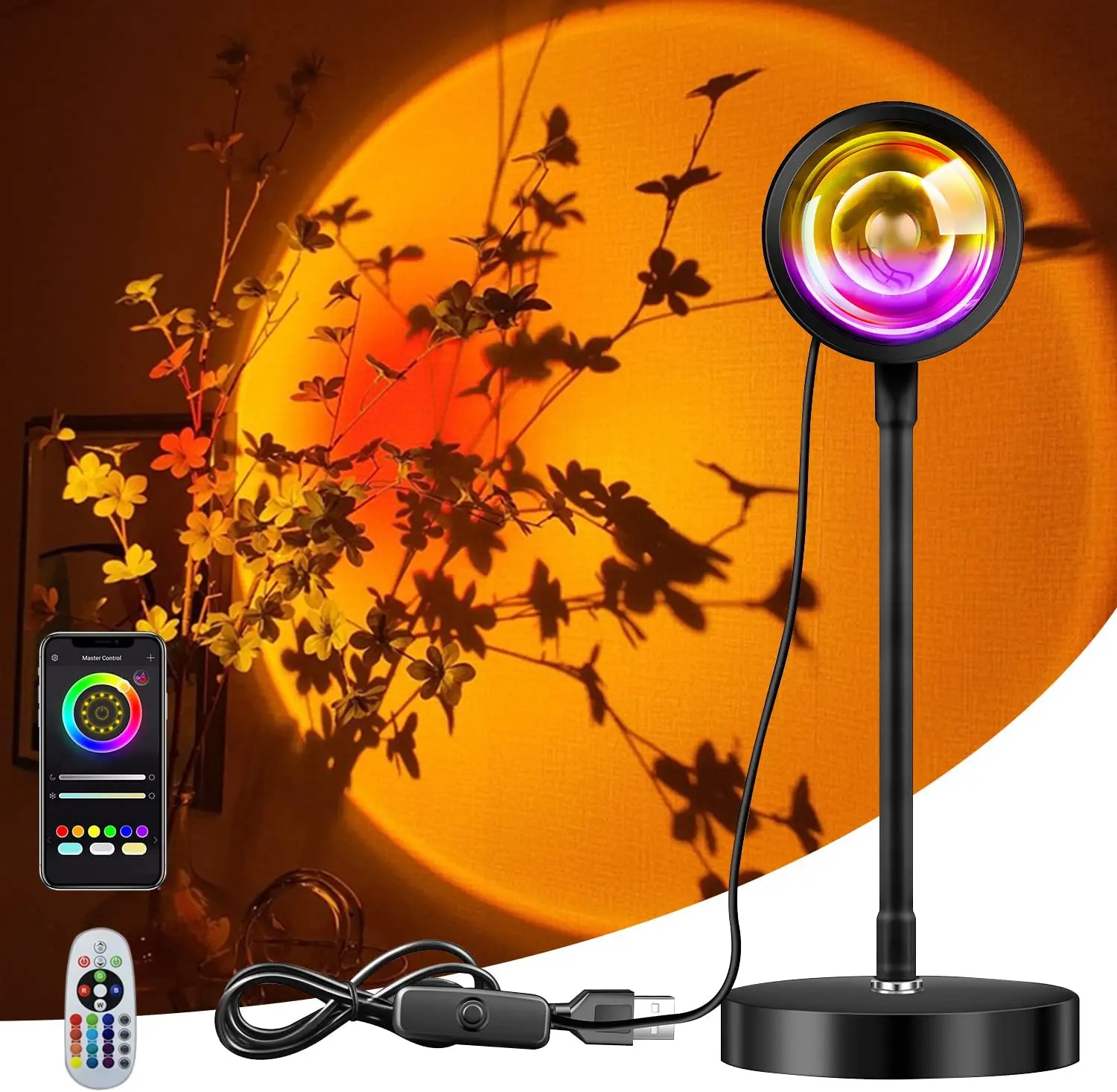 16 Colors RGB Sunset Lamp APP Remote Control Atmosphere For Home Bedroom Net Red Photo Background Decoration Led Night Light
16 Colors RGB Sunset Lamp APP Remote Control Atmosphere For Home Bedroom Net Red Photo Background Decoration Led Night Light