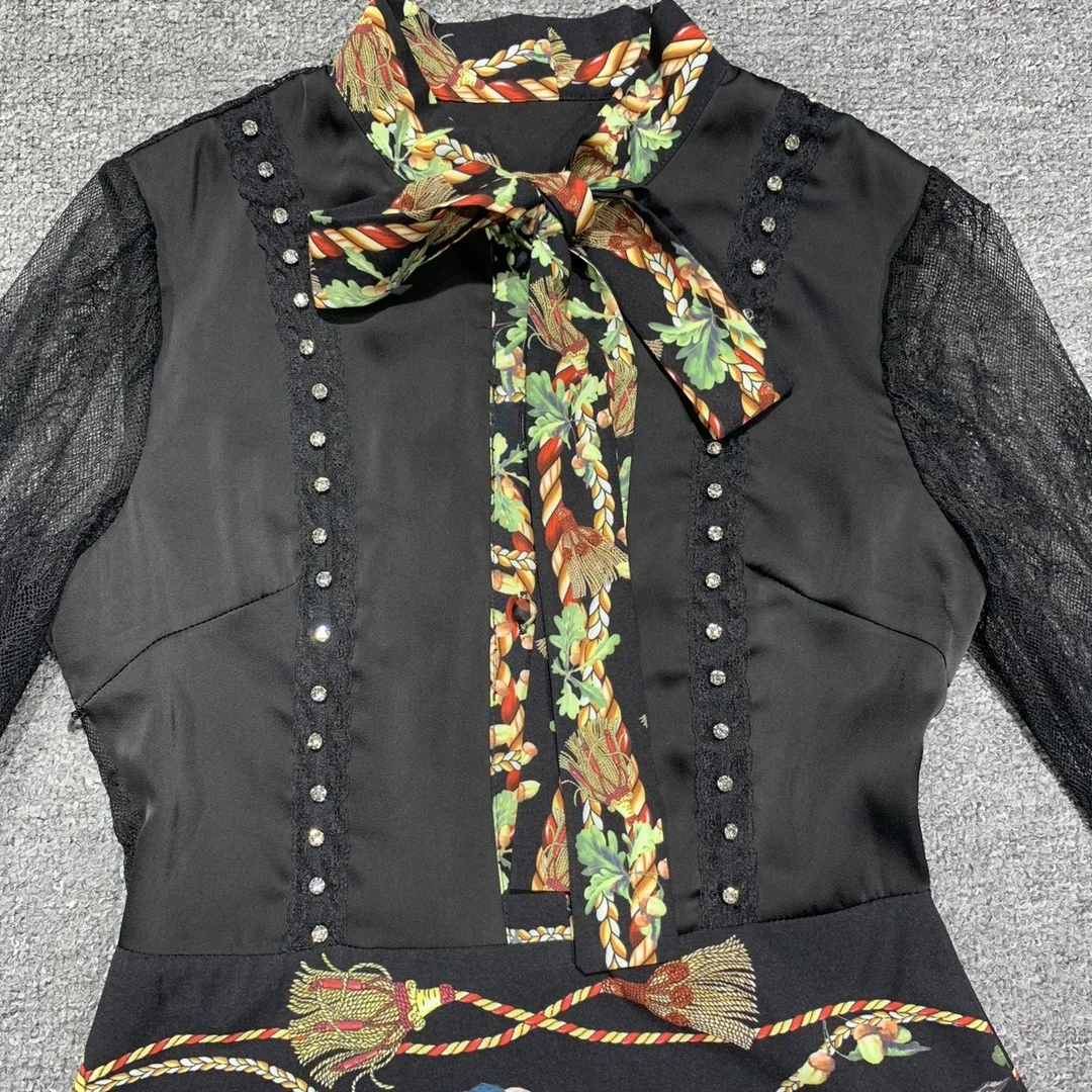 Fashion Lady Runway Lace Prom Dress Women Lantern Sleeve Bow Collar Totem Print Perspective Lace Patchwork Vestido
Fashion Lady Runway Lace Prom Dress Women Lantern Sleeve Bow Collar Totem Print Perspective Lace Patchwork Vestido