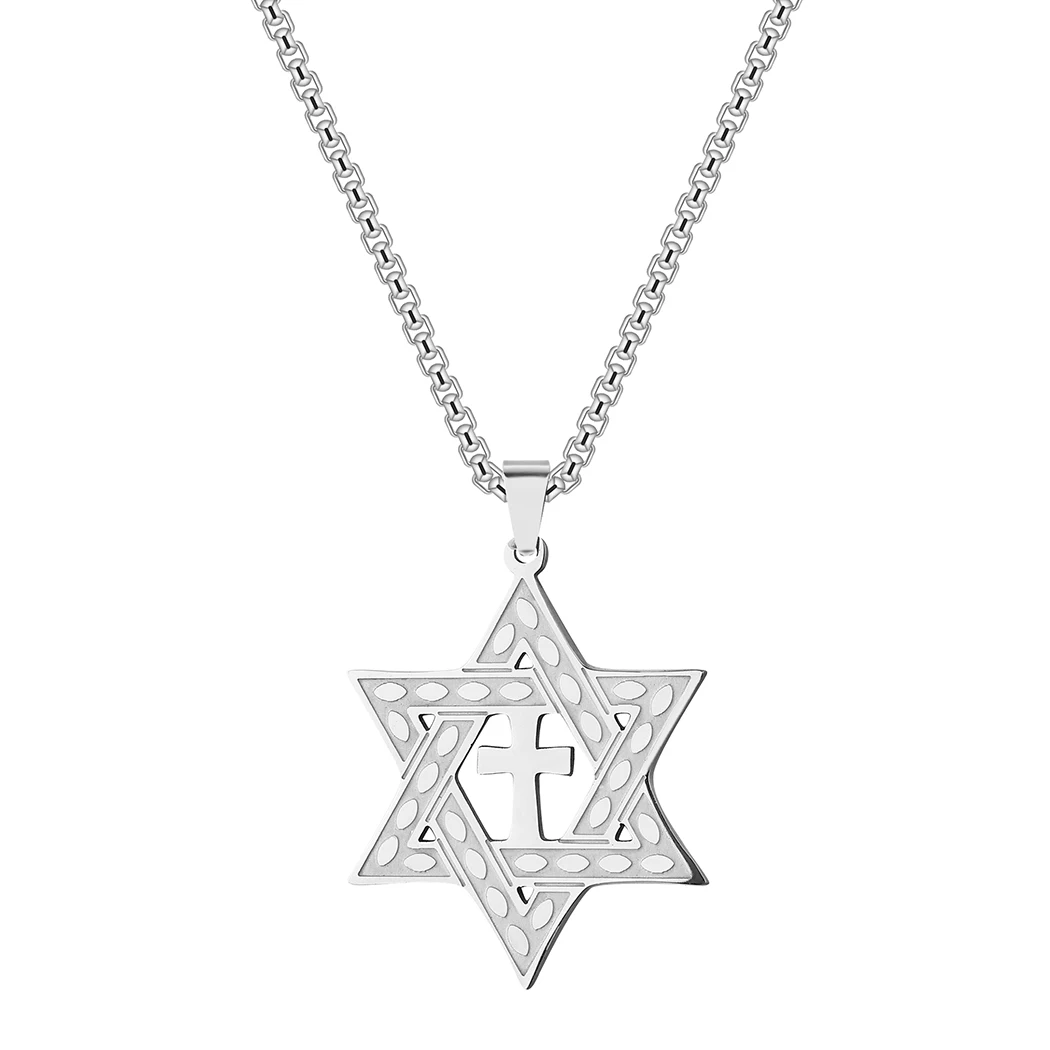 Kinitial Stainless Steel Star of David Cross Pendant Jewish Charm Chain Necklace Men's Women's Gift Judaica Christian Jewelry
Kinitial Stainless Steel Star of David Cross Pendant Jewish Charm Chain Necklace Men's Women's Gift Judaica Christian Jewelry