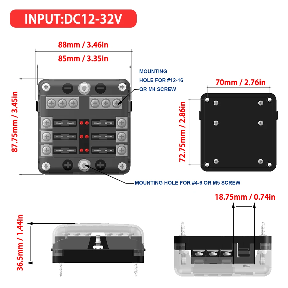 6 Way Blade Fuse Holder Box Block Bag 12V/24V Car Truck Boat Marine Bus RV Van Auto Blade Fuse Box Block Holder
6 Way Blade Fuse Holder Box Block Bag 12V/24V Car Truck Boat Marine Bus RV Van Auto Blade Fuse Box Block Holder