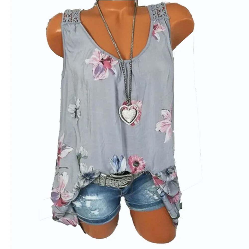 Summer New Women's Blouse, Lace Back Round Neck Print Vest
Summer New Women's Blouse, Lace Back Round Neck Print Vest
