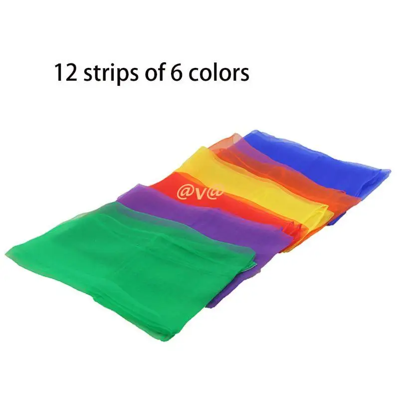 

12Pcs Gymnastics Scarves for Outdoor Game Toys Dancing Juggling Towels Candy Colored Gym Dance Gauze Scarf Kerchief