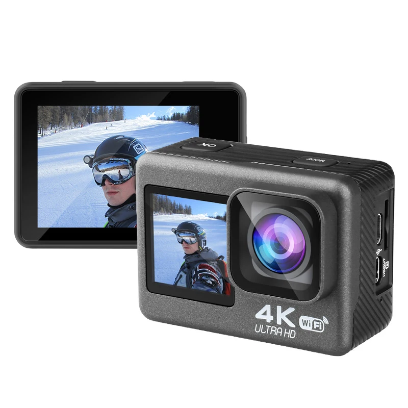 4K / 60Fps 2.0 Inch +1.3 Inch Dual Screen Action Camera 170 Underwater Waterproof Helmet Go Sports Pro Vlog Camera
4K / 60Fps 2.0 Inch +1.3 Inch Dual Screen Action Camera 170 Underwater Waterproof Helmet Go Sports Pro Vlog Camera