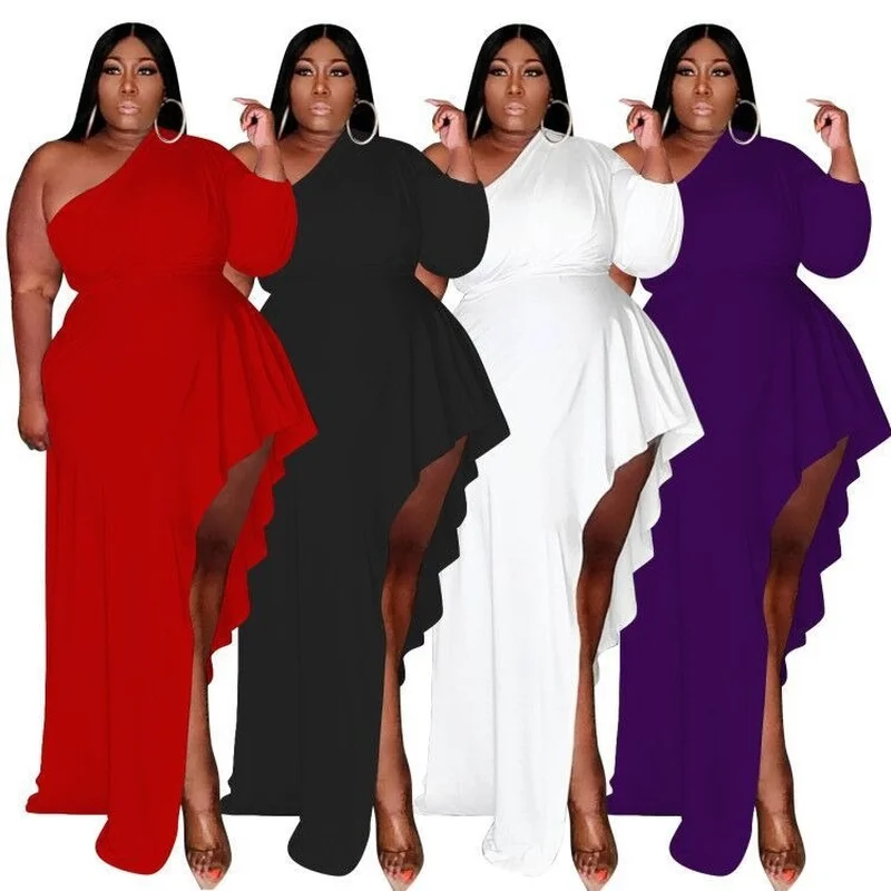 Donsignet Fashion Plus Size Women's Clothing Office Lady One-Shoulder Solid Inclined Shoulder Knitting Lace Woman Dress
Donsignet Fashion Plus Size Women's Clothing Office Lady One-Shoulder Solid Inclined Shoulder Knitting Lace Woman Dress