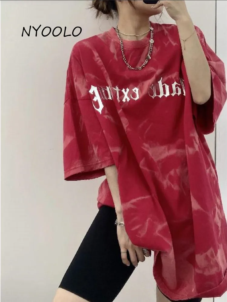 NYOOLO Vintage Streetwear Do Old Tie Dye Letters Print Short Sleeve Goth T-Shirt Women Clothes Summer Oversized Hip Hop Tops Tee 
NYOOLO Vintage Streetwear Do Old Tie Dye Letters Print Short Sleeve Goth T-Shirt Women Clothes Summer Oversized Hip Hop Tops Tee