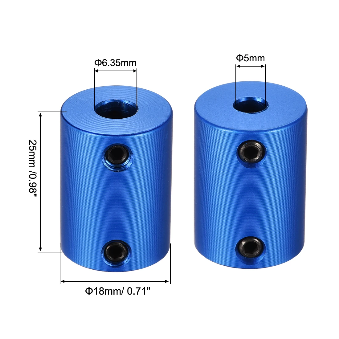 uxcell 4pcs 5mm to 6.35mm Bore Rigid Coupling 25mm Length 18mm Diameter Blue for Model Car, Model Boat, Hardware Mould etc
uxcell 4pcs 5mm to 6.35mm Bore Rigid Coupling 25mm Length 18mm Diameter Blue for Model Car, Model Boat, Hardware Mould etc