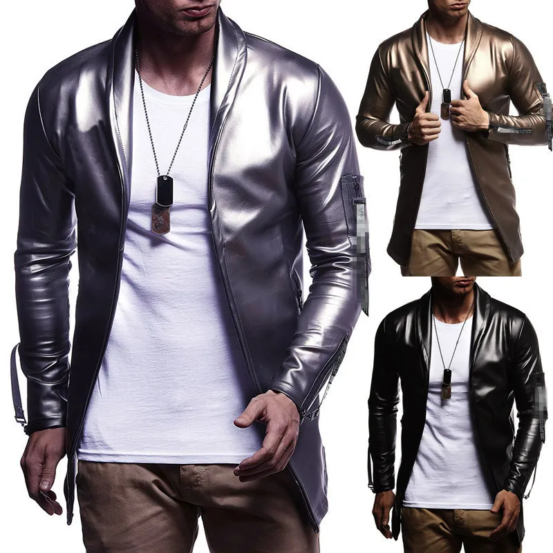 Hot Sale Night Club Leather Jacket Men New Fashion Slim Fit Motorcycle Leather Jacket Golden/Silver Blazer Jacket Male PU Coat
Hot Sale Night Club Leather Jacket Men New Fashion Slim Fit Motorcycle Leather Jacket Golden/Silver Blazer Jacket Male PU Coat