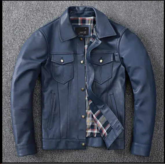 Free shipping.2022 fashion Mens slim genuine leather jacket,quality Indigo cowhide coat,classic 507 style leather jacket
Free shipping.2022 fashion Mens slim genuine leather jacket,quality Indigo cowhide coat,classic 507 style leather jacket
