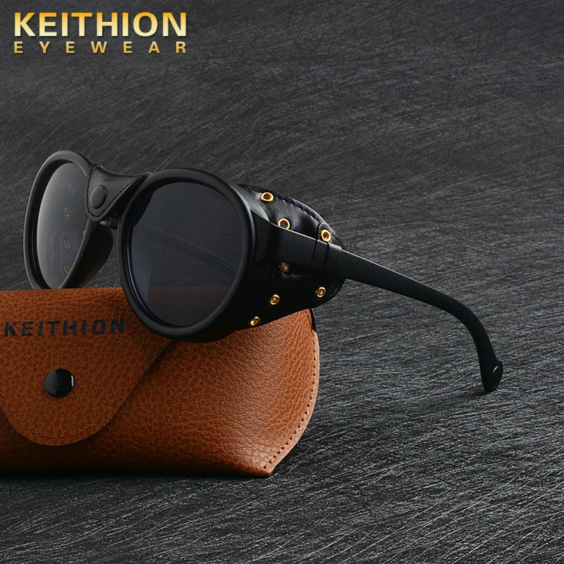 KEITHION Retro Steam Punk Sunglasse Men Round Designer Steam Punk PU Leather Shields Sunglasses Women Goggles UV400 Gafas De Sol
KEITHION Retro Steam Punk Sunglasse Men Round Designer Steam Punk PU Leather Shields Sunglasses Women Goggles UV400 Gafas De Sol