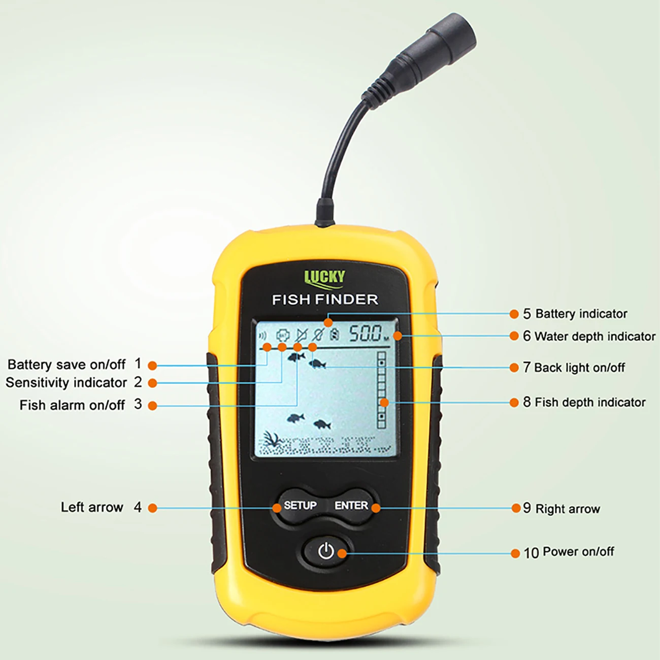 100M Portable Sonar LCD Fish Finders Fishing Tools Echo Sounder Fishing Finder With Ice Fishing Lure Hooks and Fishing Reel Bag 
100M Portable Sonar LCD Fish Finders Fishing Tools Echo Sounder Fishing Finder With Ice Fishing Lure Hooks and Fishing Reel Bag