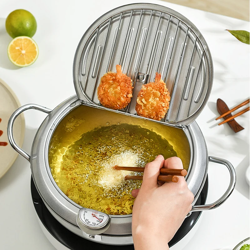 Oil Frying Pot Stainless Steel Induction Temperature Control Fried Fish Shrimp Chicken Pot Mini Fryer Pan Cooking
Oil Frying Pot Stainless Steel Induction Temperature Control Fried Fish Shrimp Chicken Pot Mini Fryer Pan Cooking