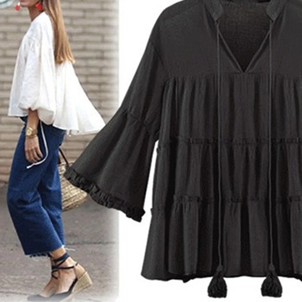 XL-5XL casual Women V Neck Flare Sleeve Plus Pleated Ruffled Tee Chiffon Shirt Blouse
XL-5XL casual Women V Neck Flare Sleeve Plus Pleated Ruffled Tee Chiffon Shirt Blouse