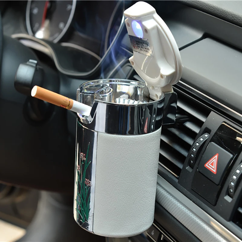 Fashion Portable LED Light Solar Ashtray Universal Cigarette Cylinder Holder Carbon Fiber Car Ashtray Black White
Fashion Portable LED Light Solar Ashtray Universal Cigarette Cylinder Holder Carbon Fiber Car Ashtray Black White