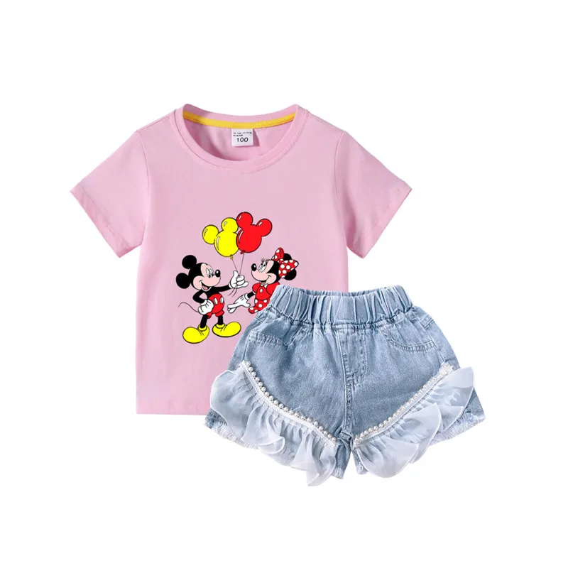 Summer Kids Clothes Mickey Mouse Short Sleeve Shirt&Pearl Lace Denim Shorts Cute Minnie Little Girls Clothing Set Toddler Outfit
Summer Kids Clothes Mickey Mouse Short Sleeve Shirt&Pearl Lace Denim Shorts Cute Minnie Little Girls Clothing Set Toddler Outfit