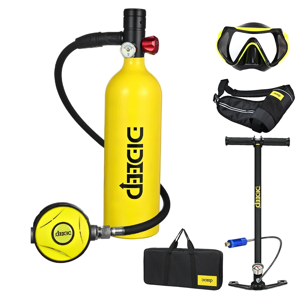 DIDEEP 1L Scuba Diving Cylinder Mini Oxygen Tank Set Respirator Air Tank Hand Pump for Snorkeling Buceo Diving Equipment
DIDEEP 1L Scuba Diving Cylinder Mini Oxygen Tank Set Respirator Air Tank Hand Pump for Snorkeling Buceo Diving Equipment