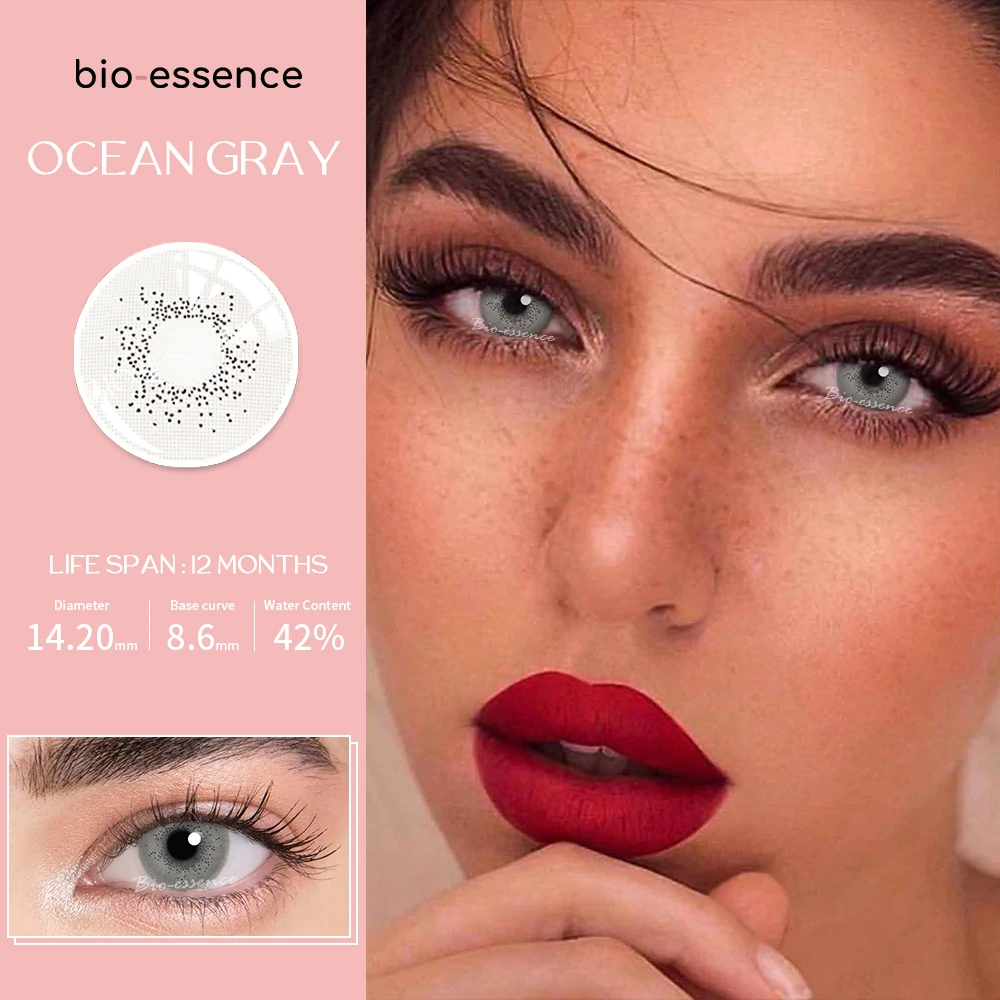 2pcs/Pair Colored Contact Lenses With Diopters Myopia Contact Lenses Yearly Cosmetic Lentillas Colores Ocean Series Bio-essence 
2pcs/Pair Colored Contact Lenses With Diopters Myopia Contact Lenses Yearly Cosmetic Lentillas Colores Ocean Series Bio-essence