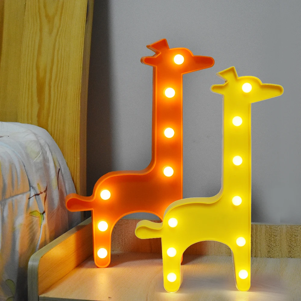 

Cute 3D Giraffe LED Night Light Animal Table Lamps Battery Power Marquee Sign for Kids Children Rooms Bedroom Nursery Decoration