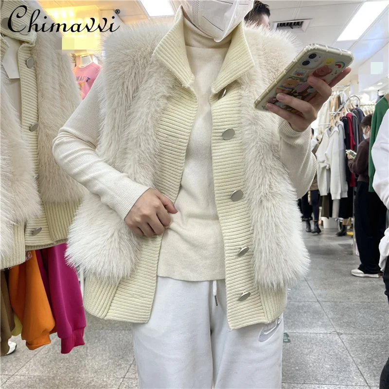 2021 Autumn Winter Woven Stitching Single Breasted Vest Women Sleeveless Fur Vest Coat Female Korean Streetwear Waistcoat
2021 Autumn Winter Woven Stitching Single Breasted Vest Women Sleeveless Fur Vest Coat Female Korean Streetwear Waistcoat