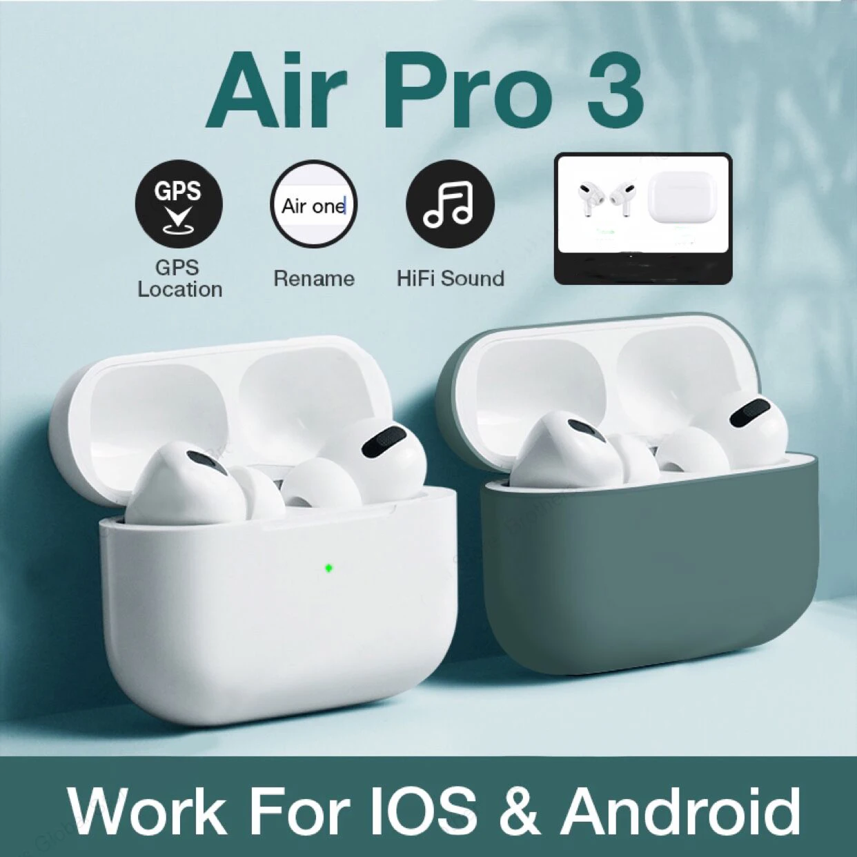Беспроводные Bluetooth наушники для airpods pro 3 Hi Fi музыкальные вкладыши Спортивная