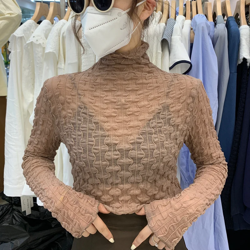 Lace Bottoming Shirt for Women 2021 Early Autumn Small Shirt New Trendy Semi-high Collar Mesh Long Sleeve Top Shirt 
Lace Bottoming Shirt for Women 2021 Early Autumn Small Shirt New Trendy Semi-high Collar Mesh Long Sleeve Top Shirt