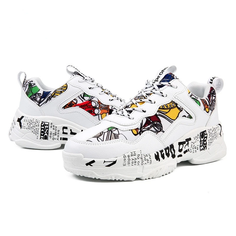 Brand Hot Sell White Colorful Graffiti Printed Chunky Men Shoes Canvas Trainers Casual Breathable Platform Canvas Men Sneakers
Brand Hot Sell White Colorful Graffiti Printed Chunky Men Shoes Canvas Trainers Casual Breathable Platform Canvas Men Sneakers