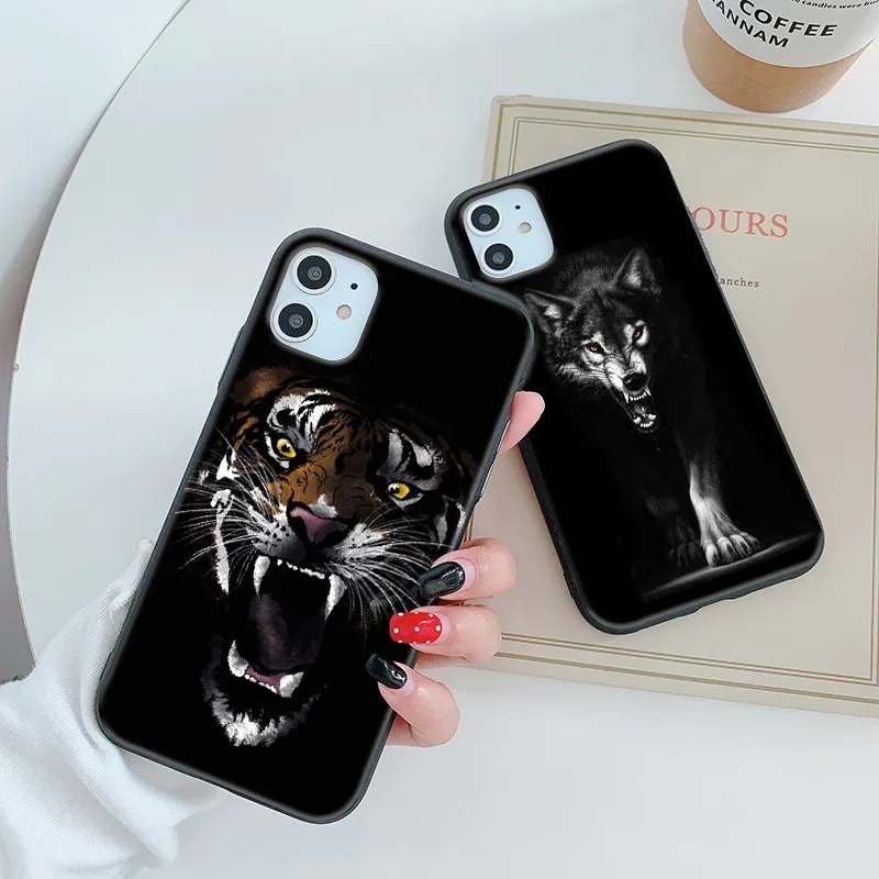 Мягкий Чехол Tiger Wolf для iphone 12 11 pro x xs max xr 8 7 6 6S plus SE 2 силиконовый чехол телефона с