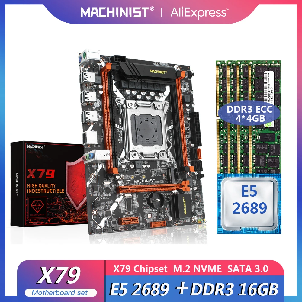 MACHINIST X79 Kit материнская плата Xeon E5 2689 процессор DDR3 ECC RAM 16G(4*4G) LGA 2011 набор Sata M.2 Nvme SSD