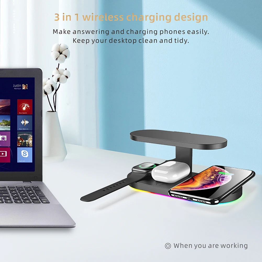 5 in 1 15W Qi Wireless Charger Dock UV Disinfection Fast Charger Holder For iWatch iPhone Xiaomi Samsung
5 in 1 15W Qi Wireless Charger Dock UV Disinfection Fast Charger Holder For iWatch iPhone Xiaomi Samsung