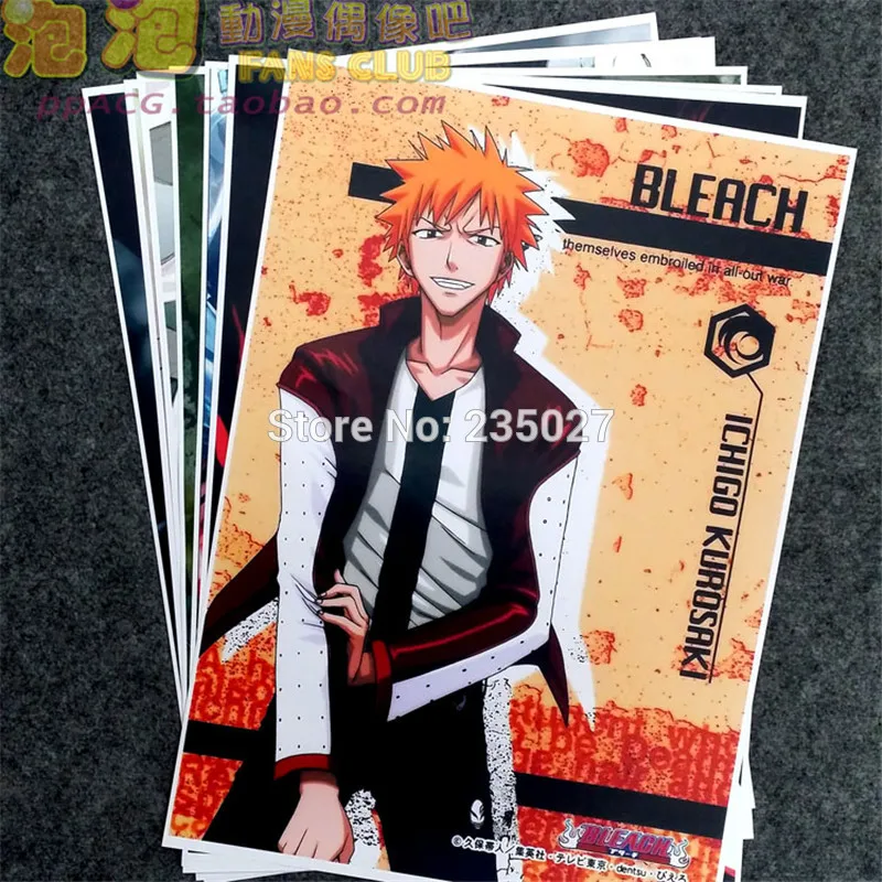 8 pcs/set Anime BLEACH poster Kurosaki ichigo figure wall pictures room stickers toys for gift
8 pcs/set Anime BLEACH poster Kurosaki ichigo figure wall pictures room stickers toys for gift