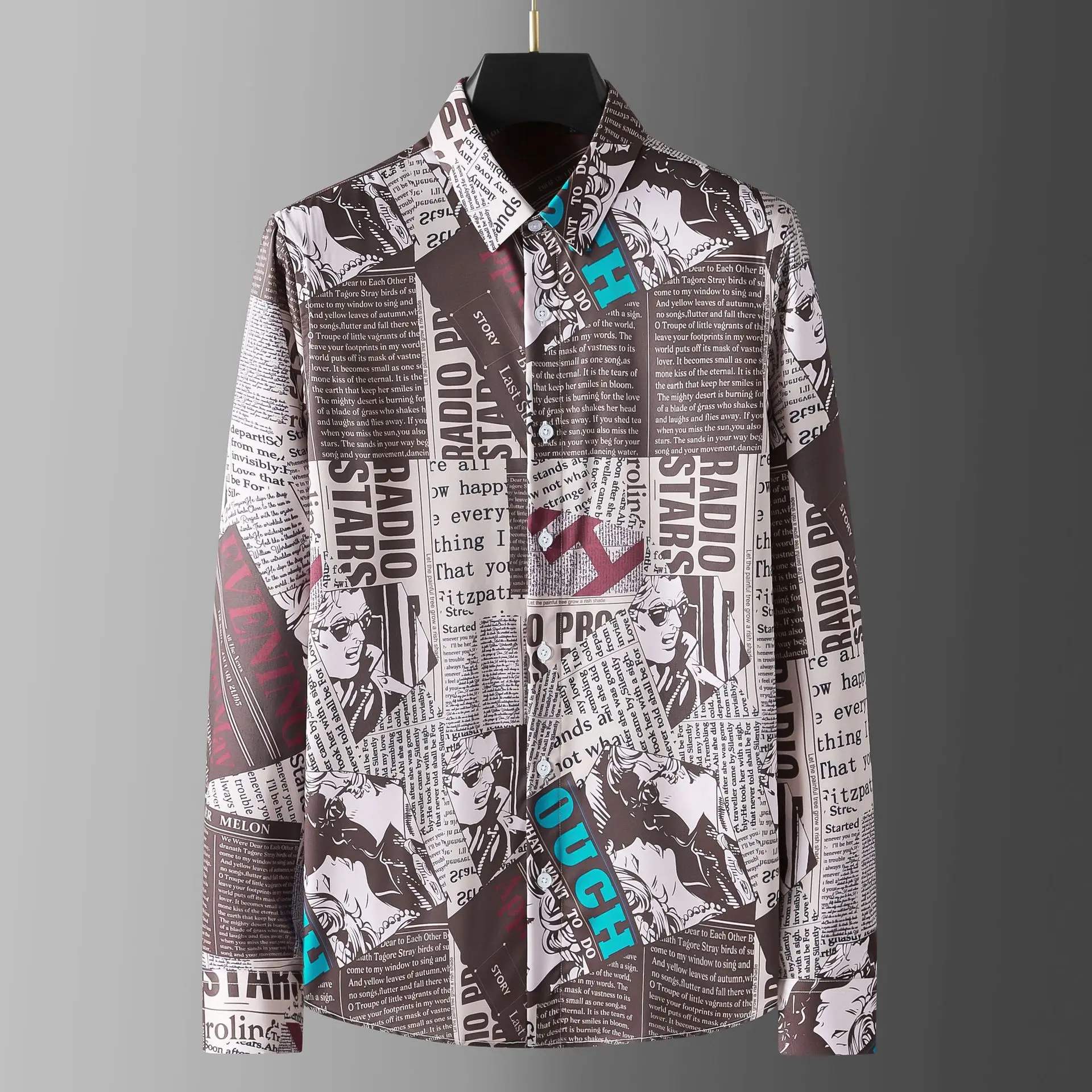 2021 Brand Men's Shirt Long Sleeve Slim Fit Casual Shirt Newspaper Letter Print Social Business Formal Dress Shirts Men Clothing
2021 Brand Men's Shirt Long Sleeve Slim Fit Casual Shirt Newspaper Letter Print Social Business Formal Dress Shirts Men Clothing