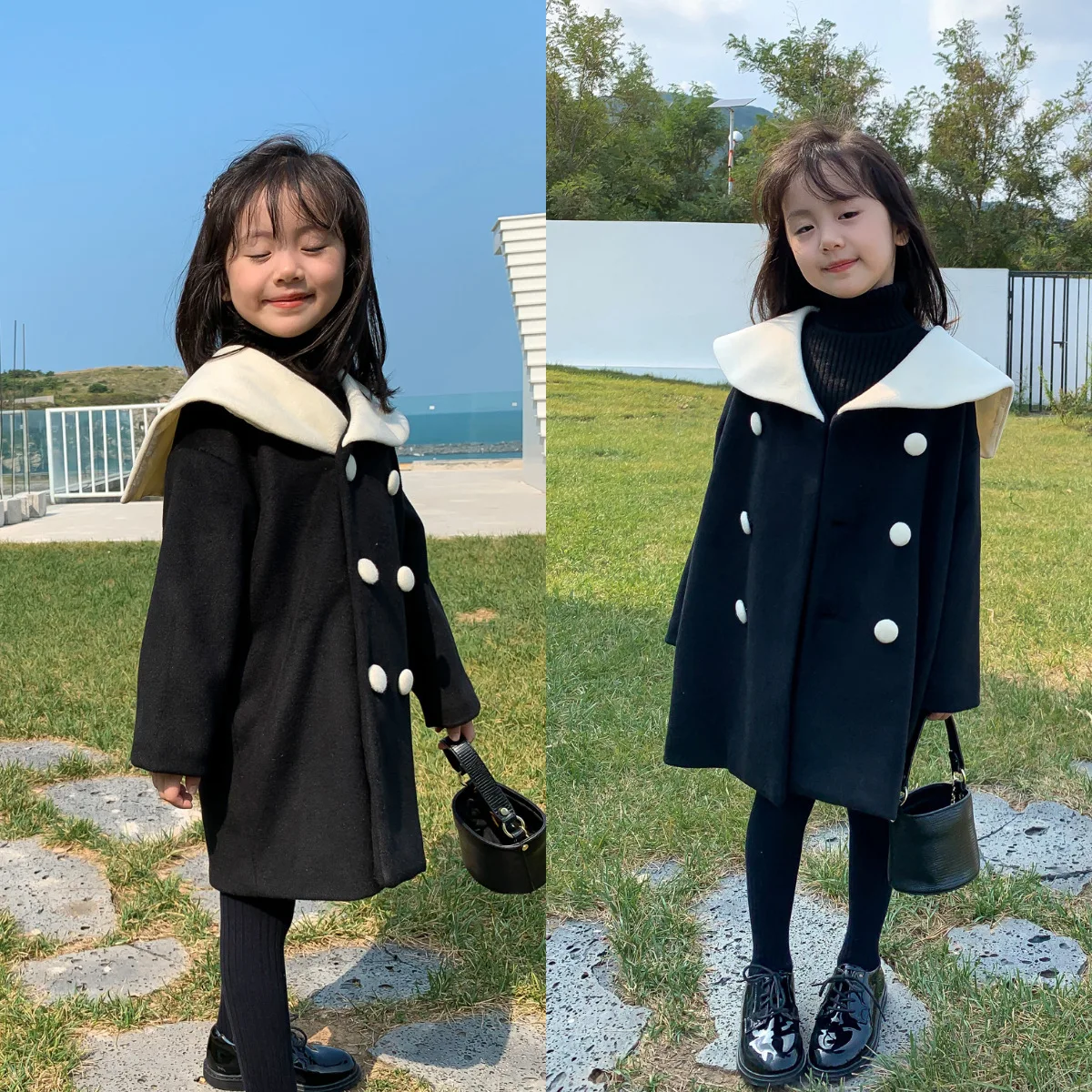 Vintage Coat Girls Thick Woolen Jacket Kids Warm Outerwear Buttons Spring Autumn Black England Long Teenage Clothes School
Vintage Coat Girls Thick Woolen Jacket Kids Warm Outerwear Buttons Spring Autumn Black England Long Teenage Clothes School