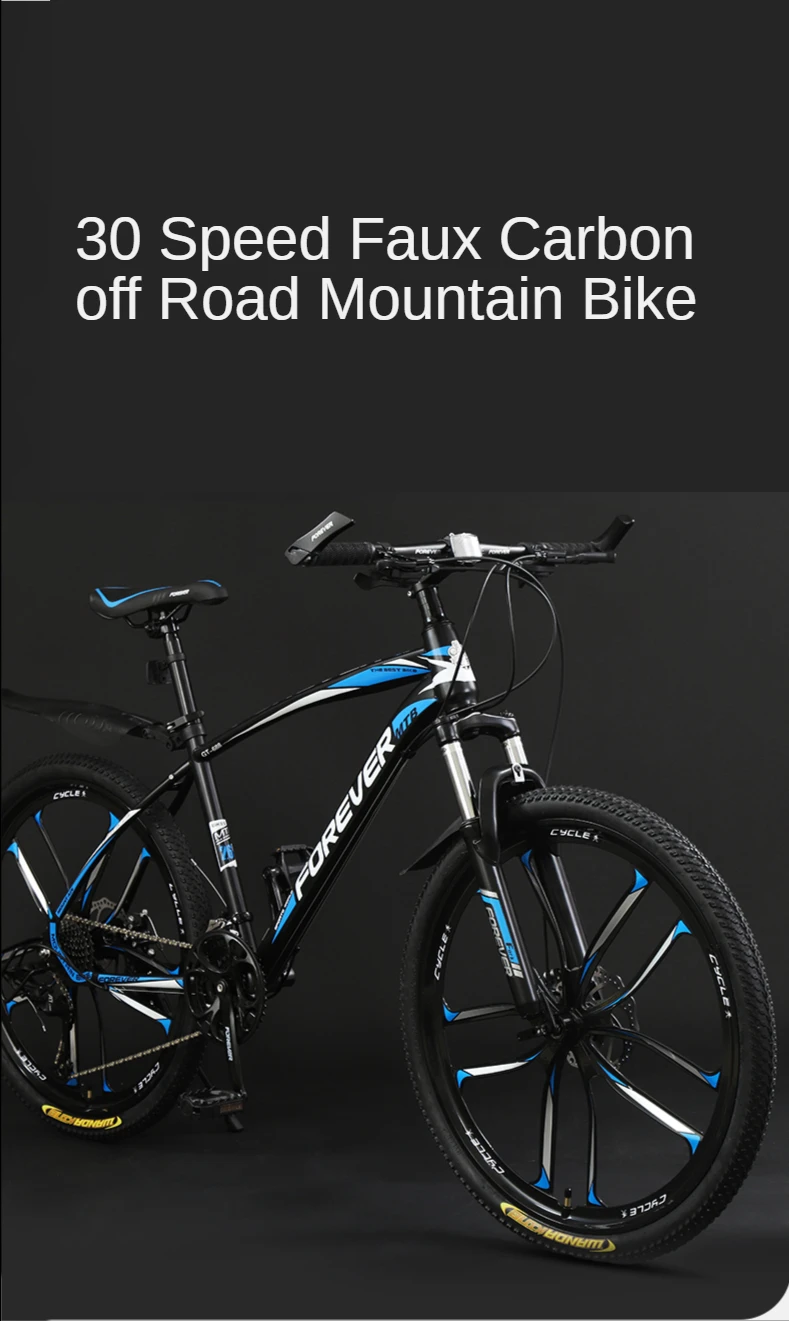 24/26 Inch 21/24/27/30 Speed Ten Cutter Wheel Off Road Variable Speed Double Disc Brake Imitation Carbon Frame Mountain Bike
24/26 Inch 21/24/27/30 Speed Ten Cutter Wheel Off Road Variable Speed Double Disc Brake Imitation Carbon Frame Mountain Bike