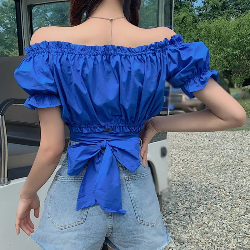 Summer Ladies Korean Top Women's Solid V-Neck Sexy Exposed Navel Short Sleeve Shirt Blouses Ladies Fashion Sweet Clothes
Summer Ladies Korean Top Women's Solid V-Neck Sexy Exposed Navel Short Sleeve Shirt Blouses Ladies Fashion Sweet Clothes