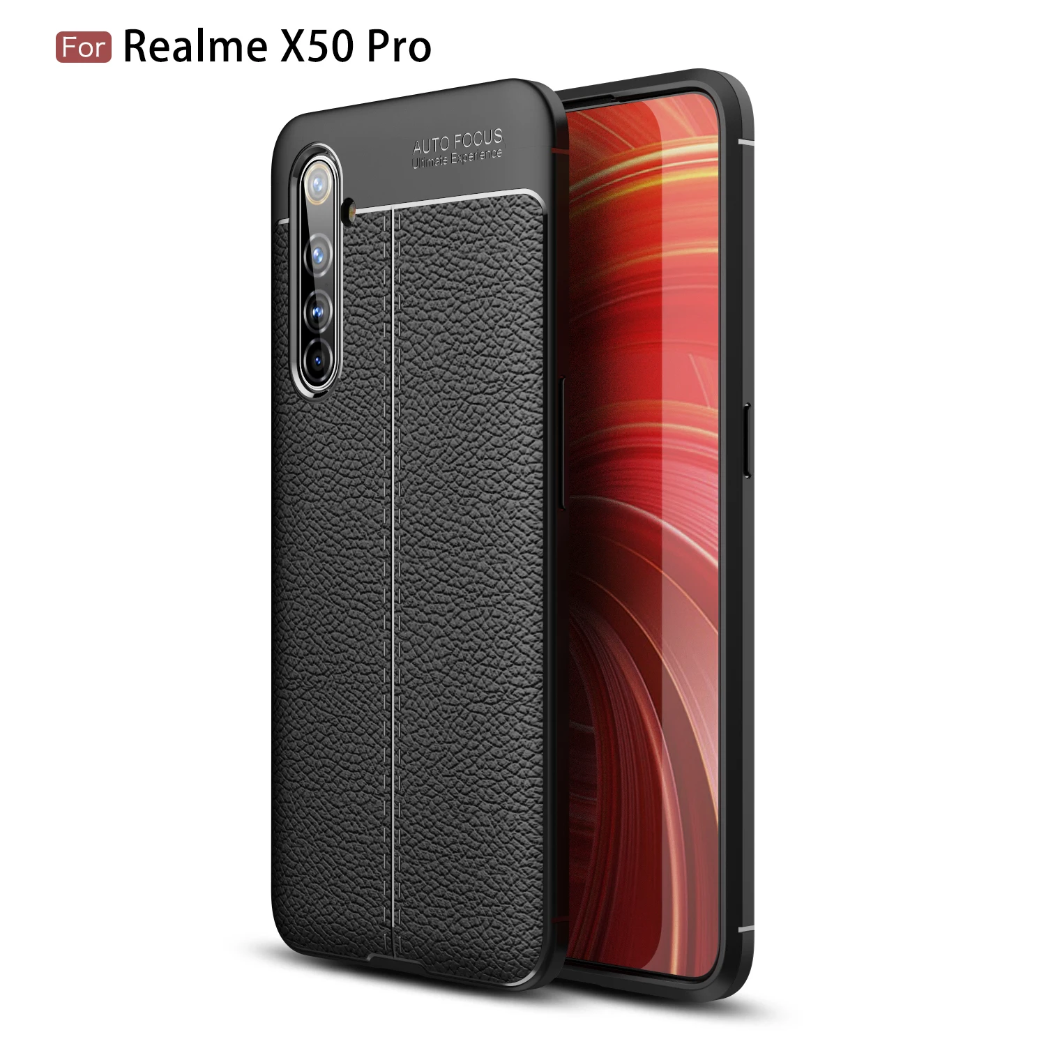 Luxury Shockproof Silicone Phone Case For Realme X50 Pro 5G Litchi Leather Pattern Back Cover Coque Accessories|Бамперы| |