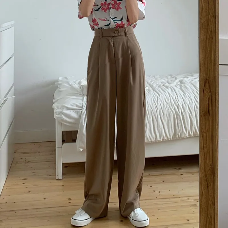 Women High Waist Casual Pants New Arrival 2021 Korean Style Solid Color All-match Loose Ladies Straight Trousers W391
Women High Waist Casual Pants New Arrival 2021 Korean Style Solid Color All-match Loose Ladies Straight Trousers W391