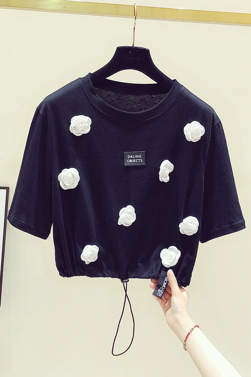Retro Short Sleeve T Shirt Women's 2021 Summer Fashion Short Flower Black Top Female Round Neck Loose Casual T Shirt
Retro Short Sleeve T Shirt Women's 2021 Summer Fashion Short Flower Black Top Female Round Neck Loose Casual T Shirt