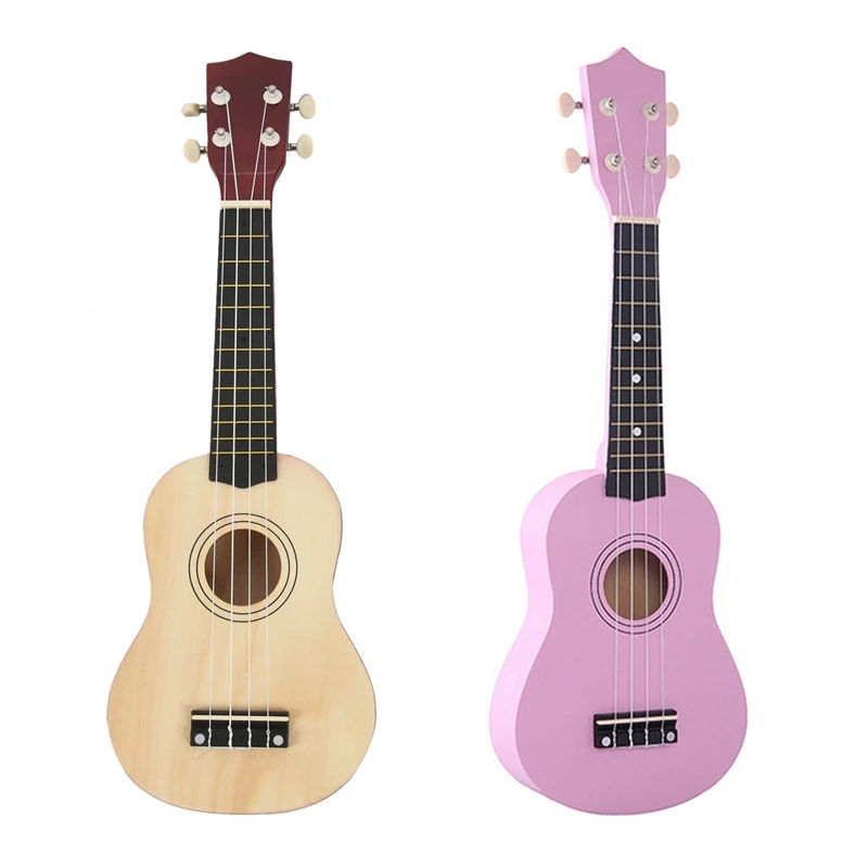 

Гавайская гитара Сопрано, 2 комплекта, 21 дюйм, 4 струны, Uke + String + Pick для начинающих, подарок для детей-натуральный и розовый