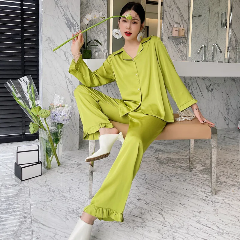 Women's long-sleeved pajamas fashion spring ice silk pajama princess wind satin silk pajamas for women
Women's long-sleeved pajamas fashion spring ice silk pajama princess wind satin silk pajamas for women