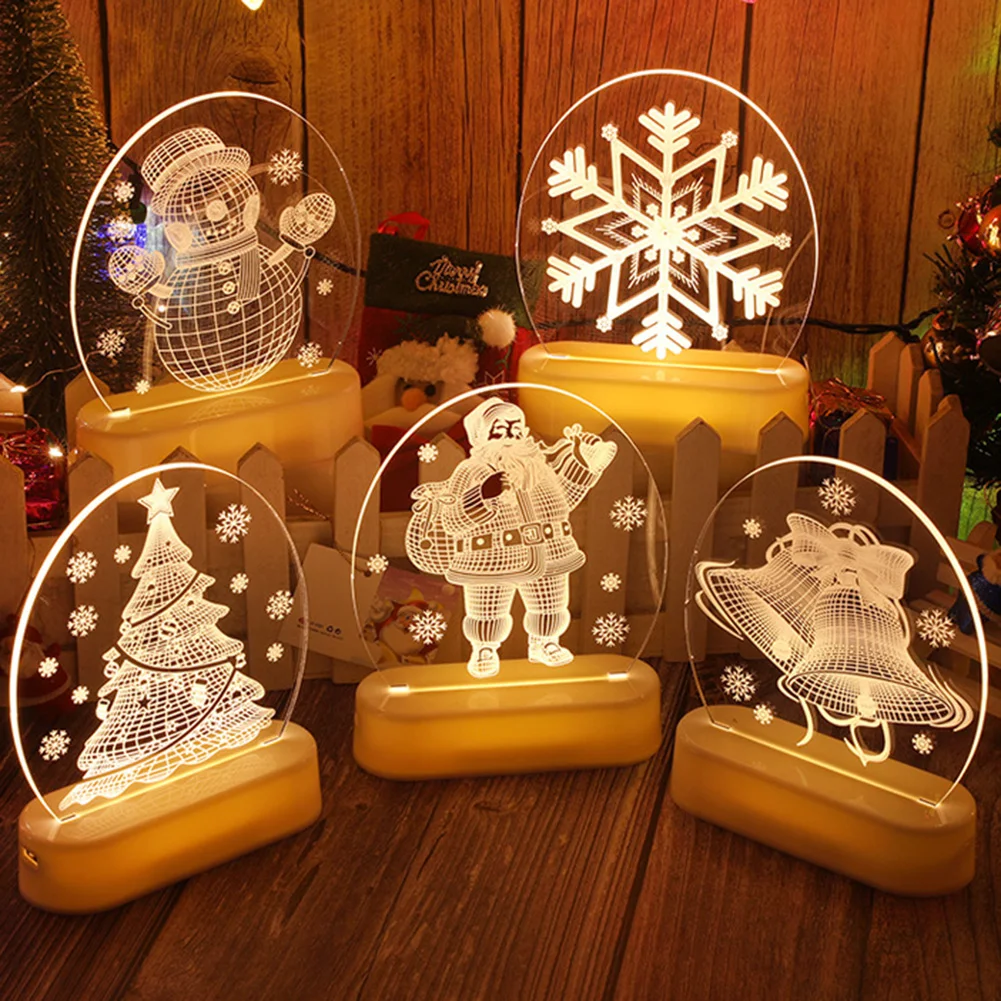 3D Christmas Lights LED Room Decoration Snowman Bell Acrylic Restaurants Bedroom Table Ornament Night Light Plastic Base
3D Christmas Lights LED Room Decoration Snowman Bell Acrylic Restaurants Bedroom Table Ornament Night Light Plastic Base