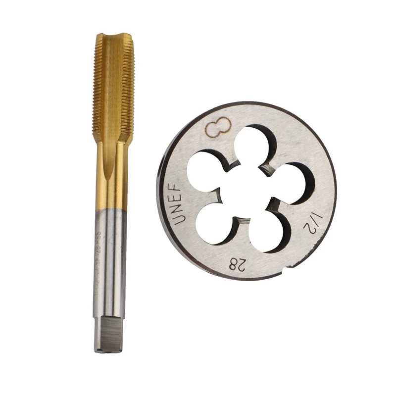 High Hardness UNF 1/2 -28 HSS Titanium Coated Tap & Round Die Set Right Hand Thread Tool for Mold Machining
High Hardness UNF 1/2 -28 HSS Titanium Coated Tap & Round Die Set Right Hand Thread Tool for Mold Machining
