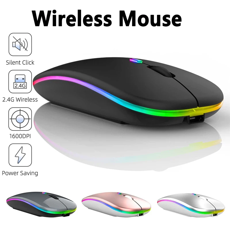 Wireless Mouse Bluetooth Rechargeable Mouse Ultra-thin Silent LED Colorful Backlit Gaming Mouse For iPad Computer Laptop PC
Wireless Mouse Bluetooth Rechargeable Mouse Ultra-thin Silent LED Colorful Backlit Gaming Mouse For iPad Computer Laptop PC