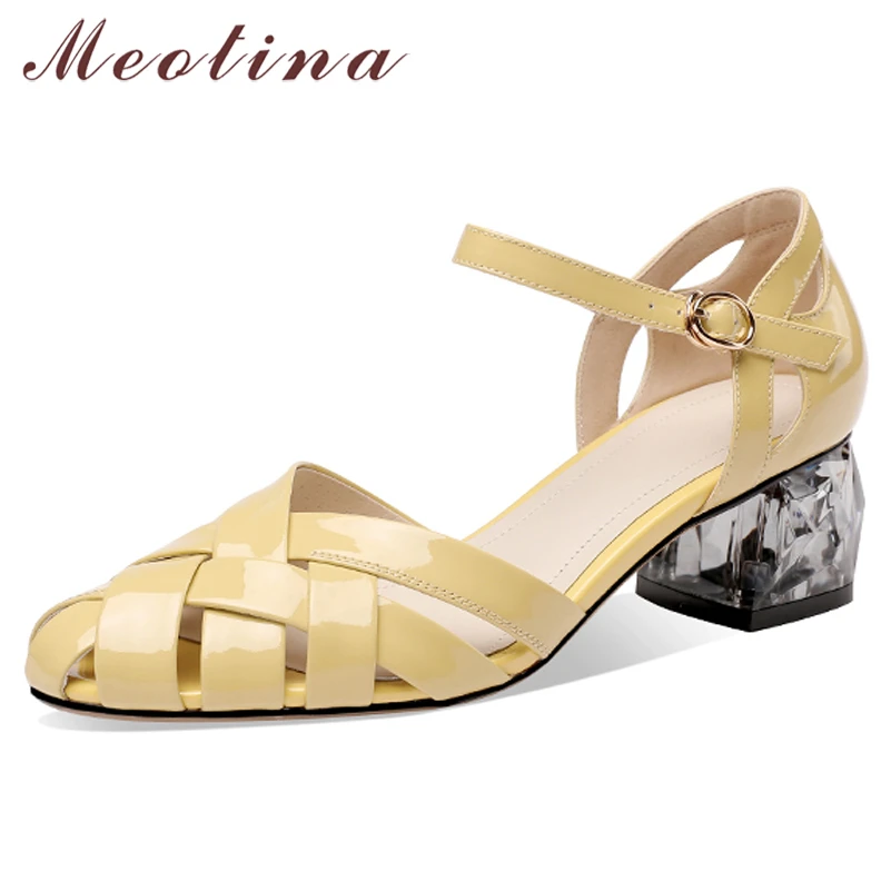 Meotina Gladiator Shoes Women Pleated Leather Sandals Med Heel Buckle Sandals Round Toe Lady Footwear Yellow Size 33-41 Fashion
Meotina Gladiator Shoes Women Pleated Leather Sandals Med Heel Buckle Sandals Round Toe Lady Footwear Yellow Size 33-41 Fashion