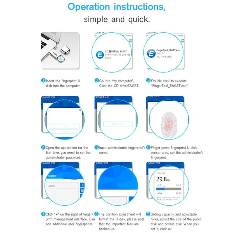 32GB 64GB 128GB EAGET FU60 USB3.0 Flash Drive High Speed Recognition Fingerprint Encrypted Pen Drive Security Memory U Disk
32GB 64GB 128GB EAGET FU60 USB3.0 Flash Drive High Speed Recognition Fingerprint Encrypted Pen Drive Security Memory U Disk