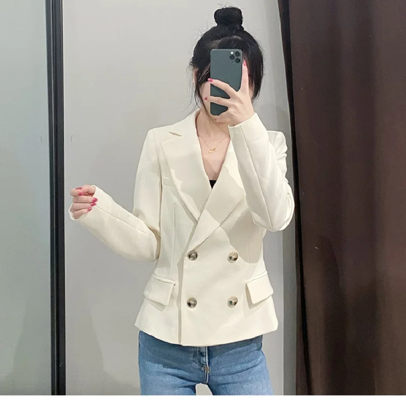 Women Double-breasted White Blazer Fashion Long Sleeve Elegant Short Clothes Office Ladies Blazers Casual Suit Jacket Women H185
Women Double-breasted White Blazer Fashion Long Sleeve Elegant Short Clothes Office Ladies Blazers Casual Suit Jacket Women H185