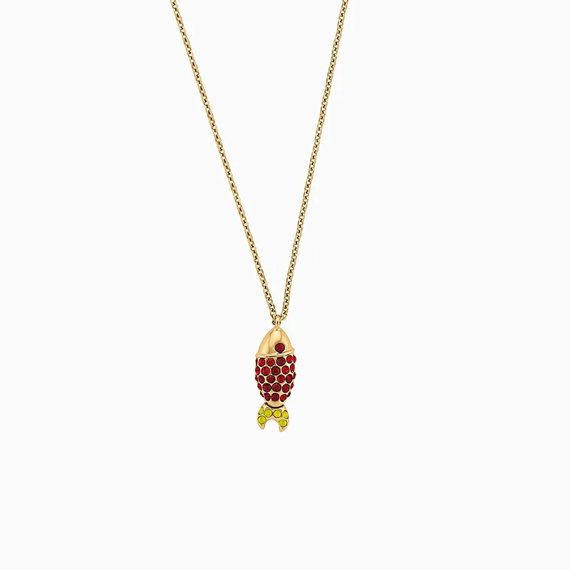 Fashion Swa New Mustique Sea Life Fish Gold Pendant Necklace Red Parrot Fish Beautifully Decorated Luxury Jewelry Gift for Women
Fashion Swa New Mustique Sea Life Fish Gold Pendant Necklace Red Parrot Fish Beautifully Decorated Luxury Jewelry Gift for Women